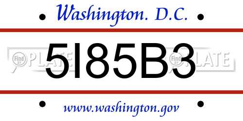 5I85B3 District Of Columbia License Plate