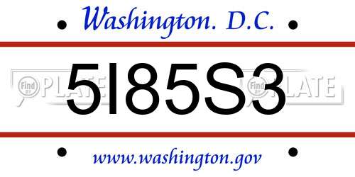 5I85S3 District Of Columbia License Plate