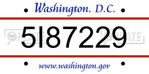 5I87229 District Of Columbia License Plate