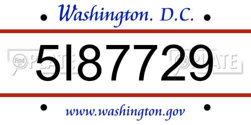 5I87729 District Of Columbia License Plate