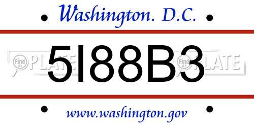 5I88B3 District Of Columbia License Plate
