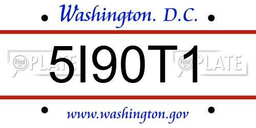 5I90T1 District Of Columbia License Plate