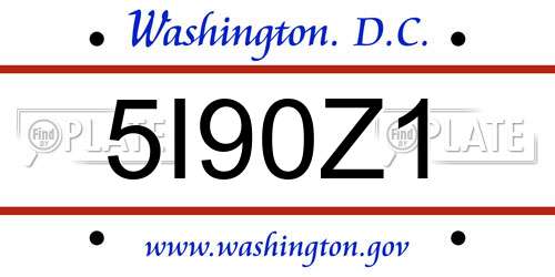 5I90Z1 District Of Columbia License Plate