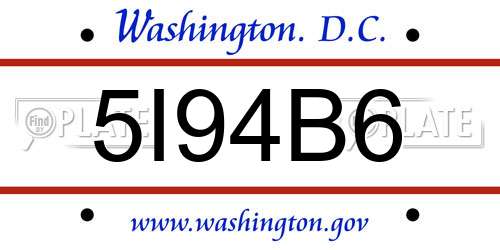 5I94B6 District Of Columbia License Plate