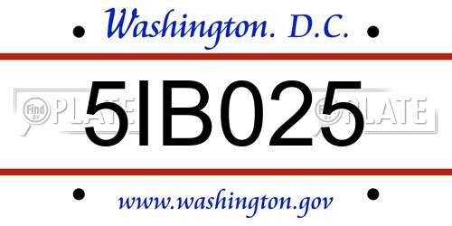 5IB025 District Of Columbia License Plate