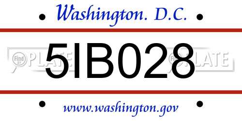 5IB028 District Of Columbia License Plate
