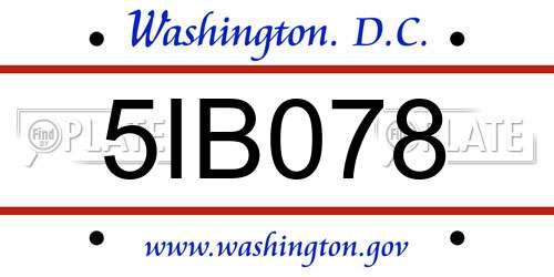 5IB078 District Of Columbia License Plate