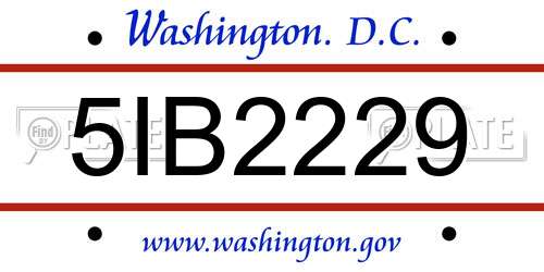 5IB2229 District Of Columbia License Plate