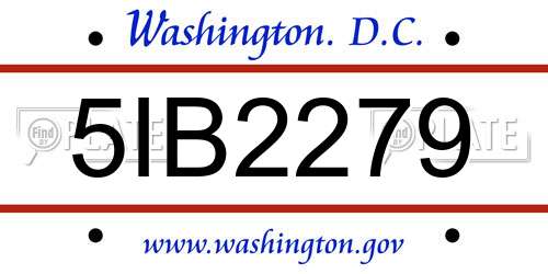 5IB2279 District Of Columbia License Plate