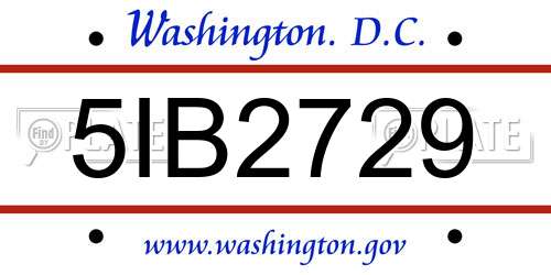 5IB2729 District Of Columbia License Plate