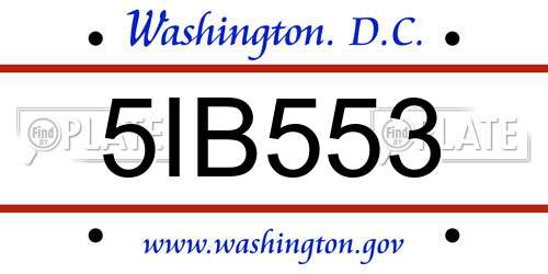 5IB553 District Of Columbia License Plate