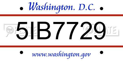5IB7729 District Of Columbia License Plate