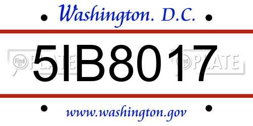 5IB8017 District Of Columbia License Plate