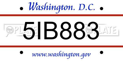 5IB883 District Of Columbia License Plate