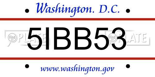 5IBB53 District Of Columbia License Plate