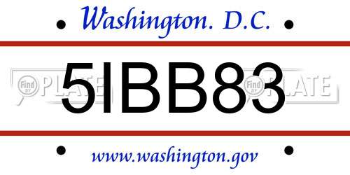 5IBB83 District Of Columbia License Plate