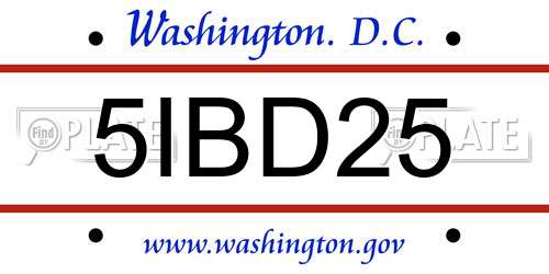 5IBD25 District Of Columbia License Plate