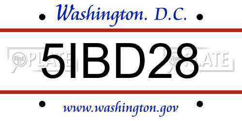 5IBD28 District Of Columbia License Plate