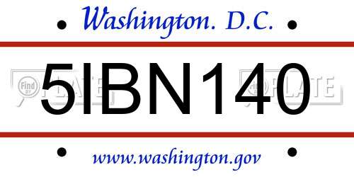 5IBN140 District Of Columbia License Plate