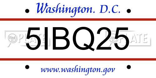 5IBQ25 District Of Columbia License Plate