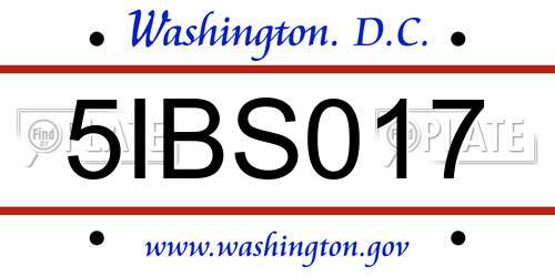 5IBS017 District Of Columbia License Plate