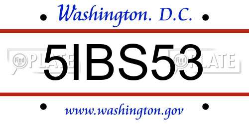 5IBS53 District Of Columbia License Plate