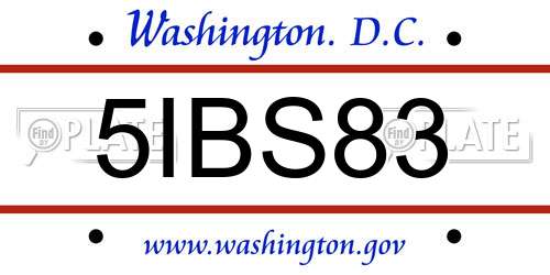 5IBS83 District Of Columbia License Plate