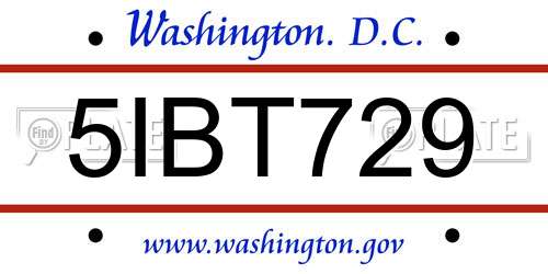 5IBT729 District Of Columbia License Plate