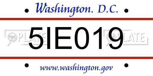 5IE019 District Of Columbia License Plate