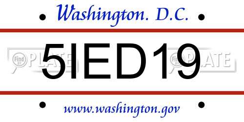5IED19 District Of Columbia License Plate