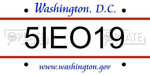 5IEO19 District Of Columbia License Plate