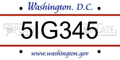 5IG345 District Of Columbia License Plate