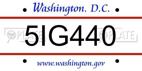 5IG440 District Of Columbia License Plate