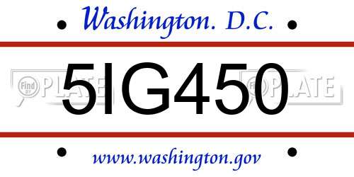 5IG450 District Of Columbia License Plate