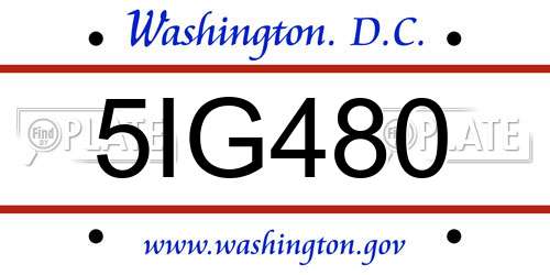 5IG480 District Of Columbia License Plate