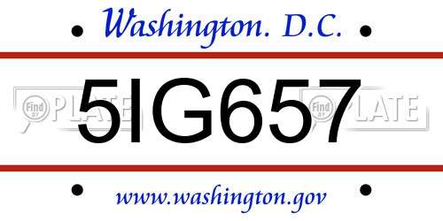 5IG657 District Of Columbia License Plate