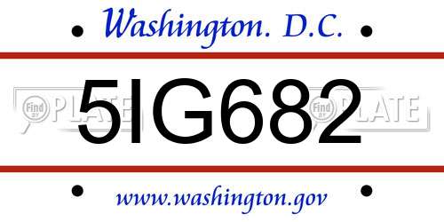 5IG682 District Of Columbia License Plate