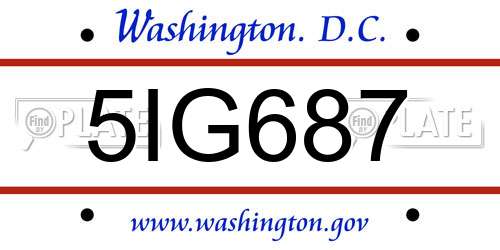 5IG687 District Of Columbia License Plate