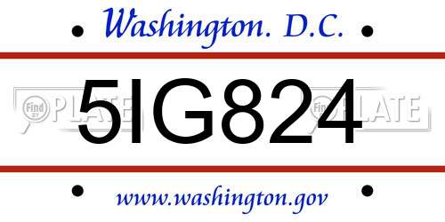 5IG824 District Of Columbia License Plate