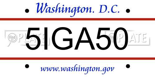 5IGA50 District Of Columbia License Plate