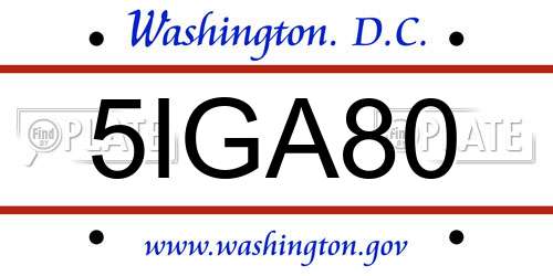 5IGA80 District Of Columbia License Plate