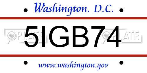 5IGB74 District Of Columbia License Plate