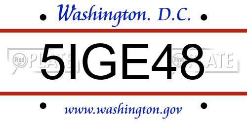 5IGE48 District Of Columbia License Plate