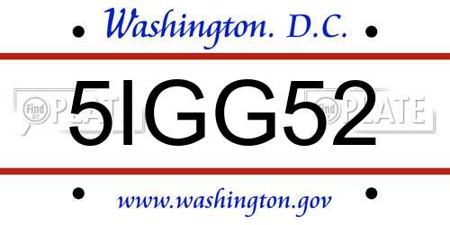 5IGG52 District Of Columbia License Plate
