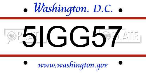 5IGG57 District Of Columbia License Plate