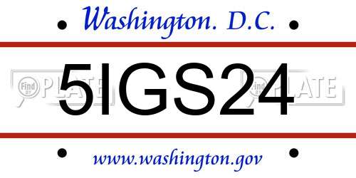 5IGS24 District Of Columbia License Plate