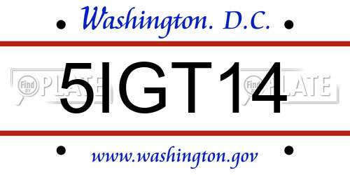 5IGT14 District Of Columbia License Plate