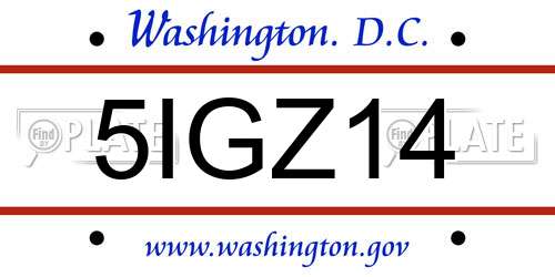 5IGZ14 District Of Columbia License Plate