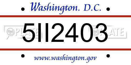 5II2403 District Of Columbia License Plate