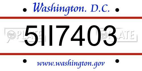 5II7403 District Of Columbia License Plate